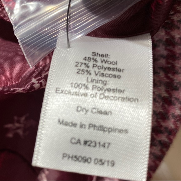 TALBOTS SHETLAND PINK WOOL BLAZER HOUNDSTOOTH - Picture 13 of 13